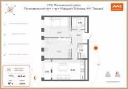 2-к квартира, Полюстровский пр., 87 за 18 989 тыс.р.