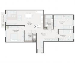 3-к квартира, Руднева ул., строение 1, 15 за 26 150 тыс.р.
