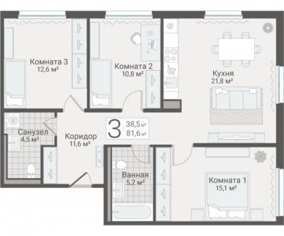 3-к квартира, Руднева ул., строение 1, 15 за 21 000 тыс.р.