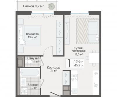 1-к квартира, Руднева ул., строение 1, 15 за 13 700 тыс.р.