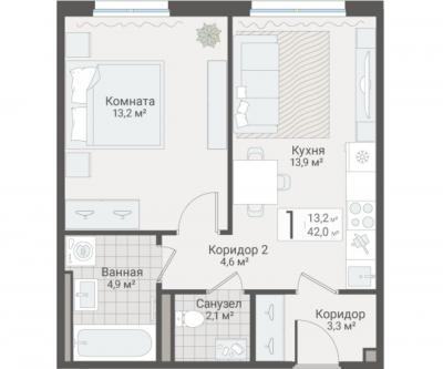 1-к квартира, Руднева ул., строение 1, 15 за 12 450 тыс.р.