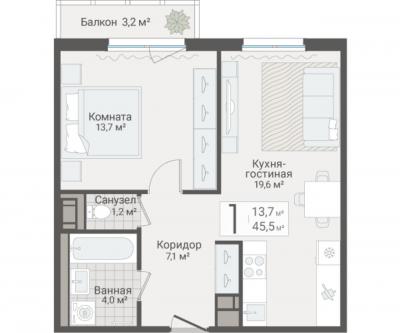 1-к квартира, Руднева ул., строение 1, 15 за 14 150 тыс.р.