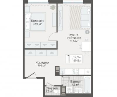 1-к квартира, Руднева ул., строение 1, 15 за 14 000 тыс.р.