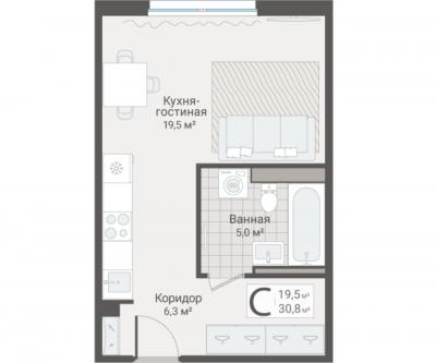 Студия, Руднева ул., строение 1, 15 за 9 600 тыс.р.