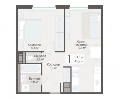 1-к квартира, Руднева ул., строение 1, 15 за 14 200 тыс. руб.