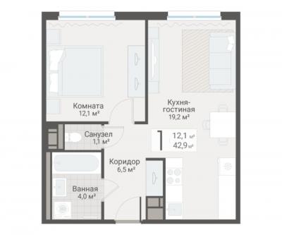 1-к квартира, Руднева ул., строение 1, 15 за 12 700 тыс.р.