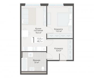 1-к квартира, Руднева ул., строение 1, 15 за 13 800 тыс.р.