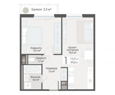 1-к квартира, Руднева ул., строение 1, 15 за 14 550 тыс. руб.