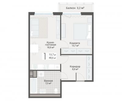 1-к квартира, Руднева ул., строение 1, 15 за 14 200 тыс.р.