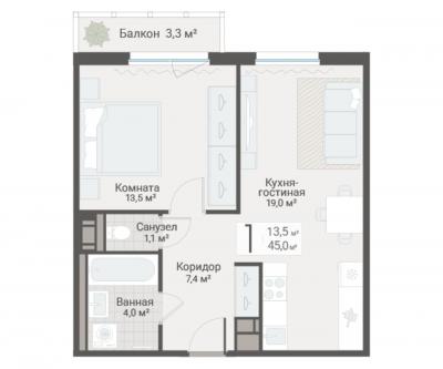 1-к квартира, Руднева ул., строение 1, 15 за 14 800 тыс. руб.