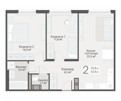 2-к квартира, Руднева ул., строение 1, 15 за 18 150 тыс.р.