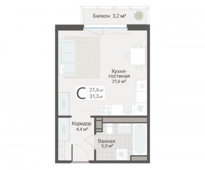 Студия, Руднева ул., строение 1, 15 за 10 100 тыс.р.