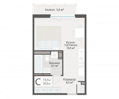 Студия, Руднева ул., строение 1, 15 за 9 900 тыс.р.