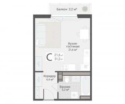 Студия, Руднева ул., строение 1, 15 за 10 200 тыс.р.