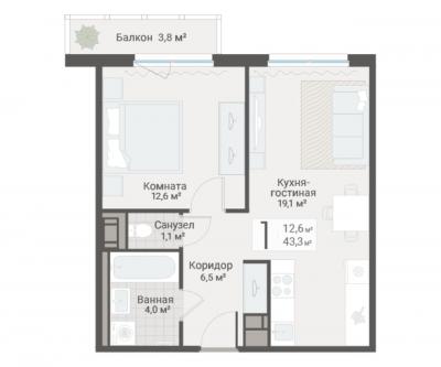 1-к квартира, Руднева ул., строение 1, 15 за 13 650 тыс.р.