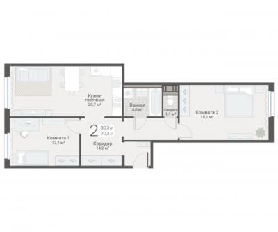 2-к квартира, Руднева ул., строение 1, 15 за 18 900