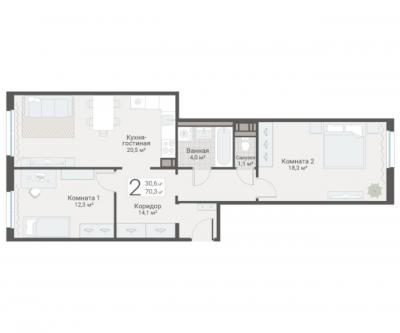 2-к квартира, Руднева ул., строение 1, 15 за 19 200 тыс.р.