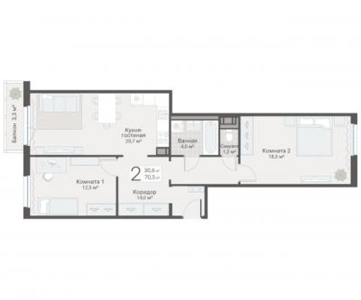 2-к квартира, Руднева ул., строение 1, 15 за 20 800 тыс. руб.