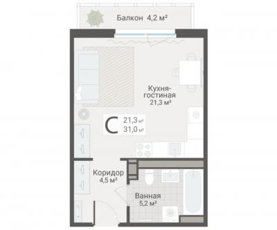 Студия, Руднева ул., строение 1, 15 за 10 100 тыс.р.