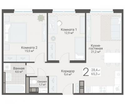 2-к квартира, Руднева ул., строение 1, 15 за 18 250 тыс.р.