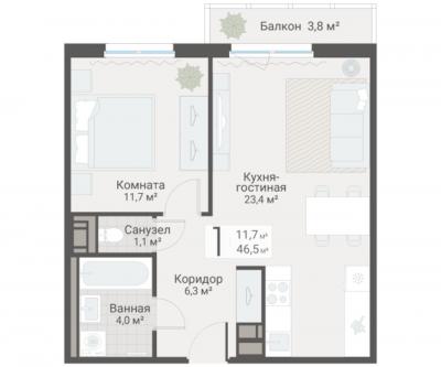 1-к квартира, Руднева ул., строение 1, 15 за 14 800 тыс. руб.