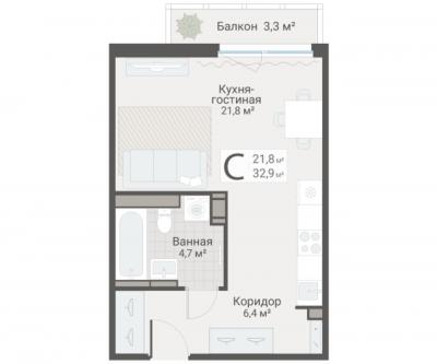 Студия, Руднева ул., строение 1, 15 за 10 850 тыс.р.