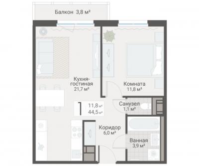 1-к квартира, Руднева ул., строение 1, 15 за 15 200 тыс.р.